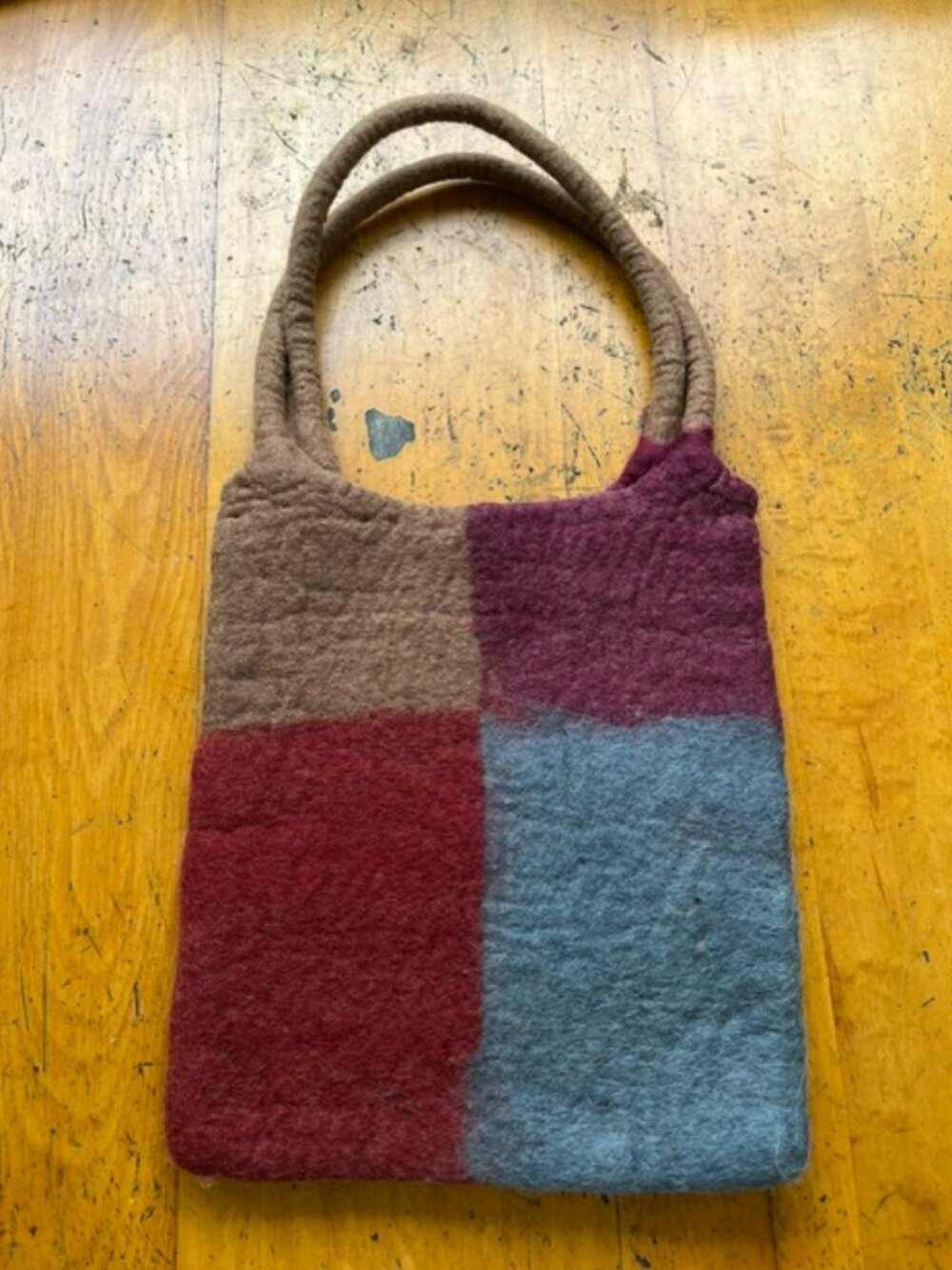 Boiled wool color block purse